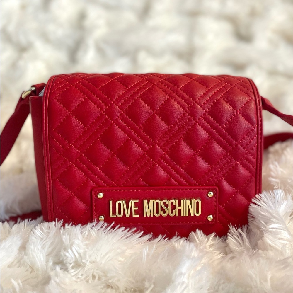 Moschino crossbody red leather bag